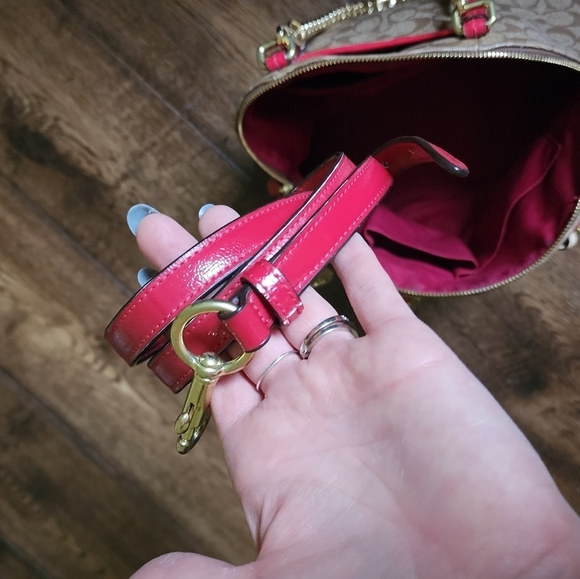 Coach Brown and Red Signature Handbag - Picture 12 of 14